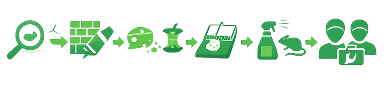 Mouse removal process steps flow diagram identify seal trap repel